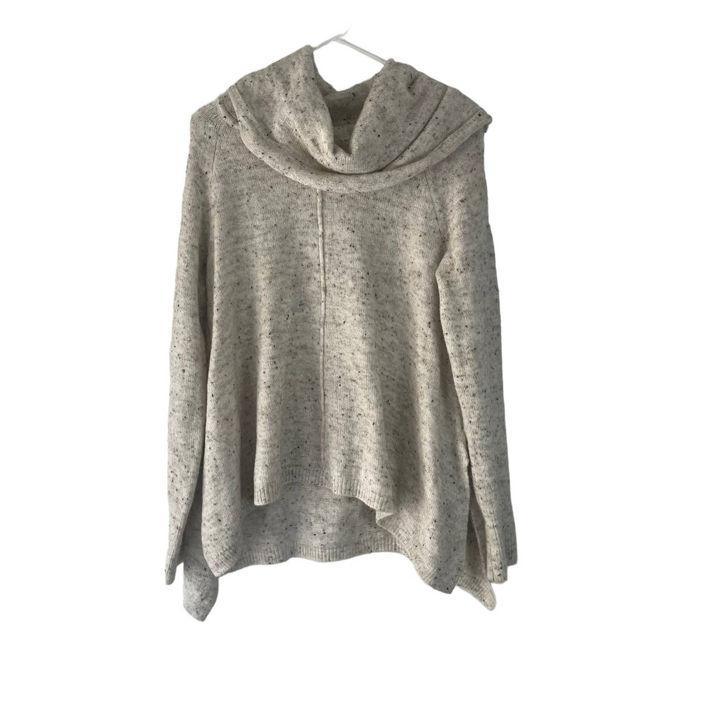 Yet Again Women's Size Medium‎ Speckled Cowl Neck Cream Soft Tunic Sweater